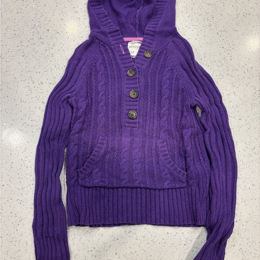 Aeropostale cable knit hoodie sweater
